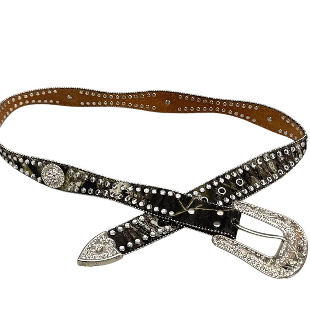 Blazin Roxx Camo Leather Western Rhinestone Embellishments Belt Women XL 40"